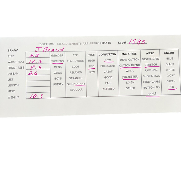 NEW J Brand Womens Mid-Rise Crop Skinny Jeans Snake Boa Oxblood Red Stretch 23 - Picture 10 of 10